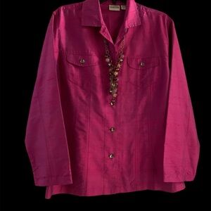 Chico's Vibrant Fuchsia Button-Front Blouse S/2